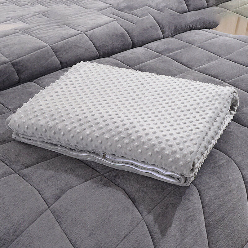 Gray Weighted Blanket Cover Zip Velvet Bubble Duvet Quilt Soft Breathable Sleep Blanket Covers Comfortable Heavy Blanket Cover