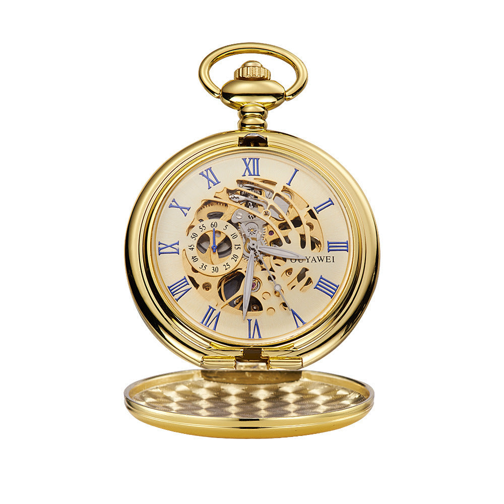 Vintage Manual Winding See Through Case Back Men's Mechanical Pocket Watch