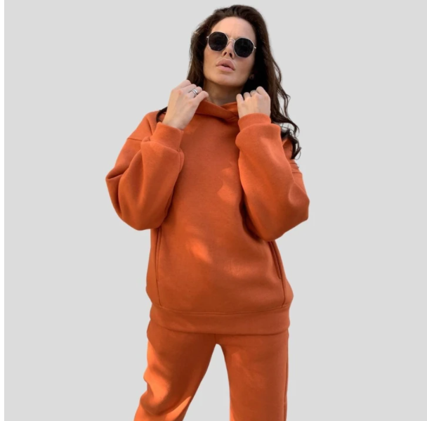 Cozy Women's Fashion Solid Color Hooded Sweater And Pants Suit