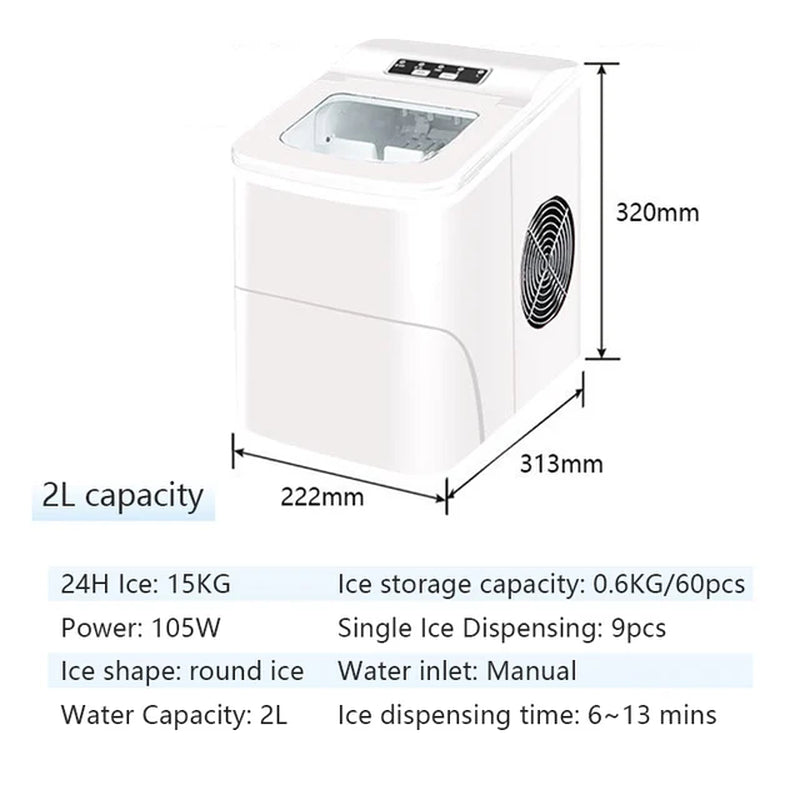 Portable Automatic Ice Maker 12Kgs/24H Household Bullet round Ice Make Machine for Family, Bar,Coffee Shop