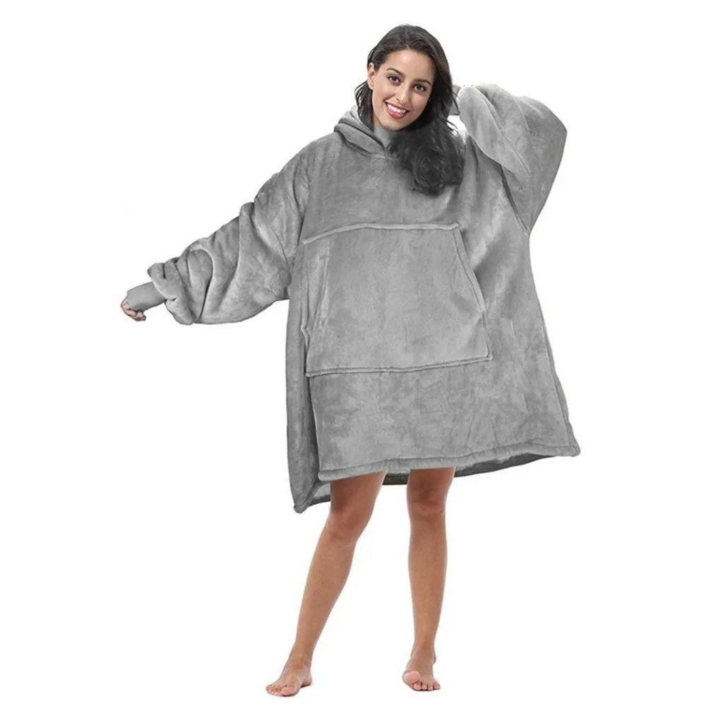 Oversized Hoodie Blanket Oversize Sweatshirt Plaid Giant Hoodies Women Winter Wearable Throw Hooded Female Warm Sloth Blanket