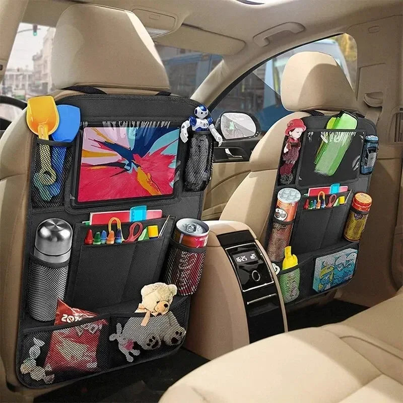 Multifunctional Car Seat Organizer Oxford Fabric Felt Car Back Multi Pocket Storage Bag with Tablet Holder Protector for Kids