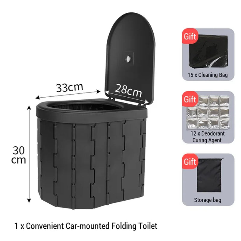 Portable Toilet for Camping Convenient Car-Mounted Folding Toilet for Travel Adult Kids and Elderly Potty Odor-Proof Non-Slip