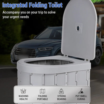 Portable Toilet for Camping Convenient Car-Mounted Folding Toilet for Travel Adult Kids and Elderly Potty Odor-Proof Non-Slip