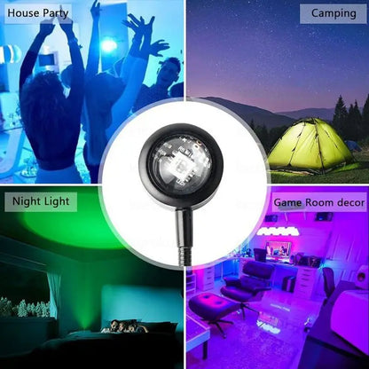 USB Sunset Light Lamp Self Photography Light LED Rainbow Neon Night Light Projector Photography Wall Atmosphere Light