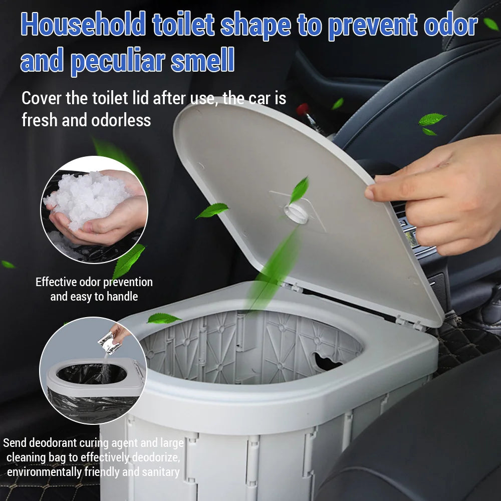 Portable Toilet for Camping Convenient Car-Mounted Folding Toilet for Travel Adult Kids and Elderly Potty Odor-Proof Non-Slip