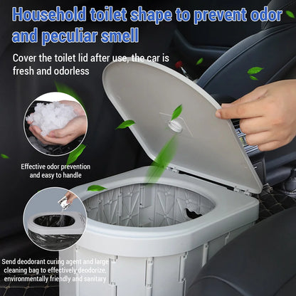 Portable Toilet for Camping Convenient Car-Mounted Folding Toilet for Travel Adult Kids and Elderly Potty Odor-Proof Non-Slip