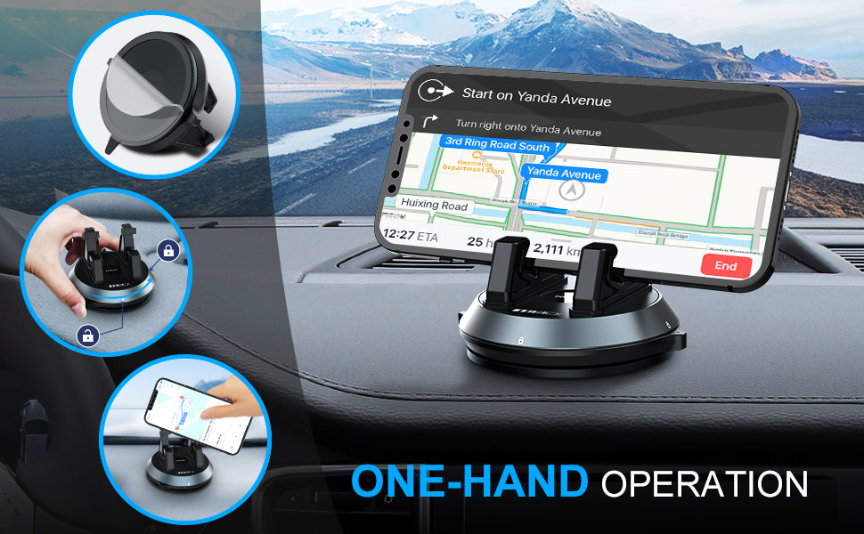 Dashboard Phone Holder for Car - 360 Degree Rotating with Super Strong Suction Cup | Non-slip, Adjustable Car Phone Holder