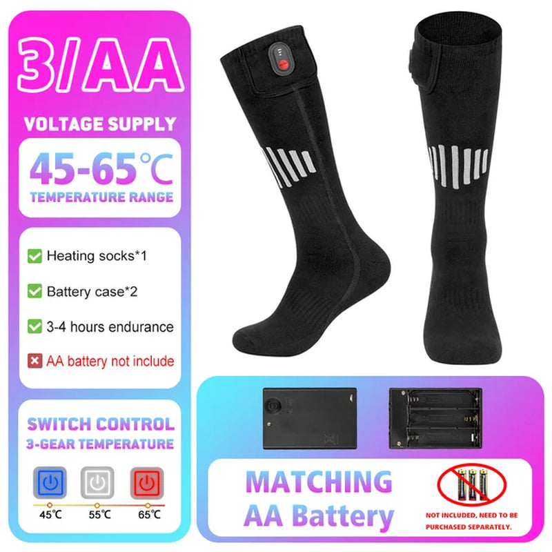 65℃ Heated Socks Winter Warmth 4000Mah USB Rechargeable Heating Socks Outdoor Ski Heated Boots Snowmobile Skiing Sock