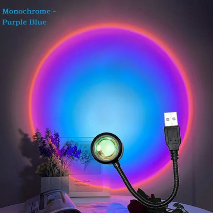 USB Sunset Light Lamp Self Photography Light LED Rainbow Neon Night Light Projector Photography Wall Atmosphere Light