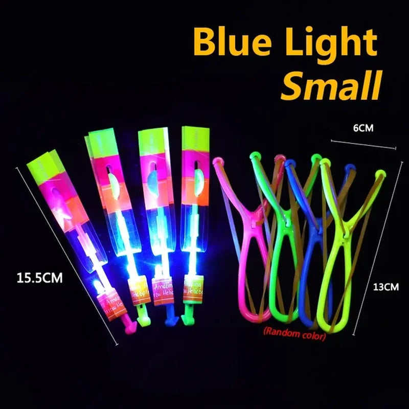 1Pc Led Arrow Helicopter Arrow Rocket Helicopter Flying Toys Elastic Slingshot Glow in the Dark Summer Outdoor Party Supplies