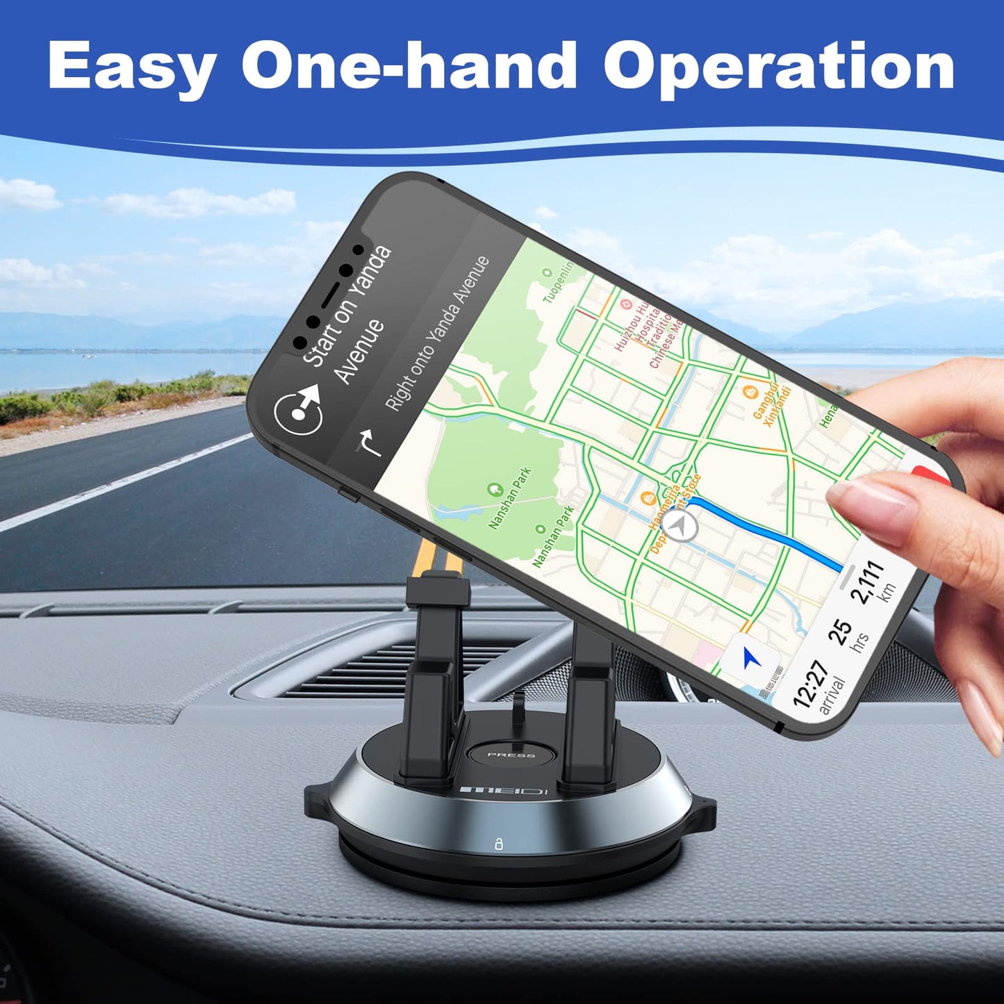 Dashboard Phone Holder for Car - 360 Degree Rotating with Super Strong Suction Cup | Non-slip, Adjustable Car Phone Holder