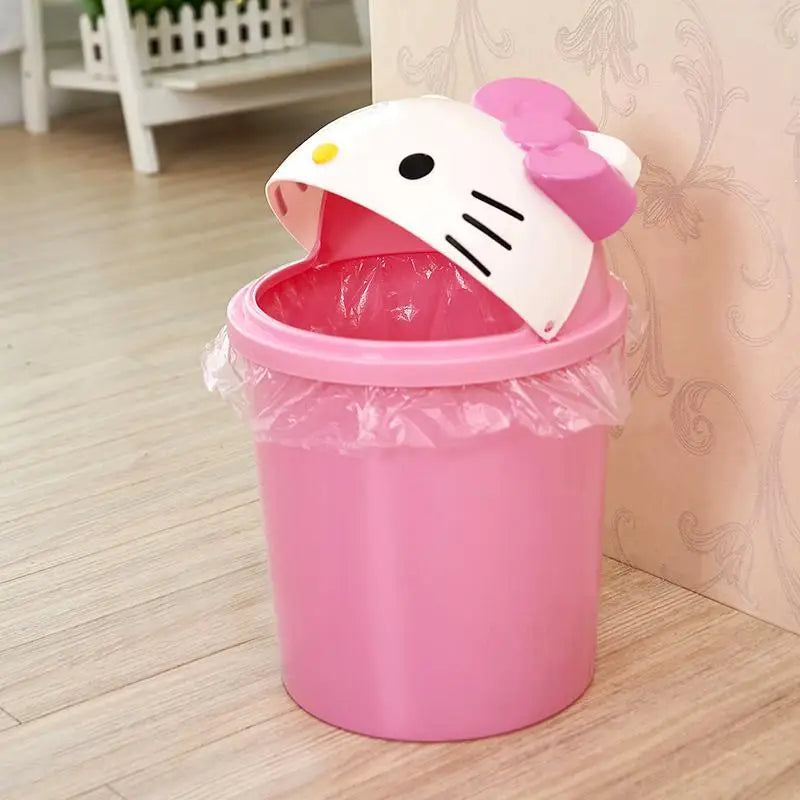 Sanrio Hello Kitty Cute Cartoon Desktop Wastebasket Home Trash Bin Garbage Car Trash Living Room Kitchen Bathroom Paper Basket