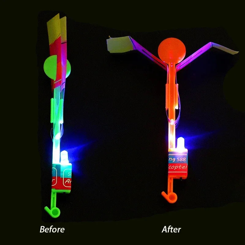 1Pc Led Arrow Helicopter Arrow Rocket Helicopter Flying Toys Elastic Slingshot Glow in the Dark Summer Outdoor Party Supplies