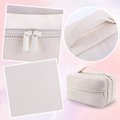 Chic Leather Travel Makeup Bag - Fluffy & Waterproof Organizer