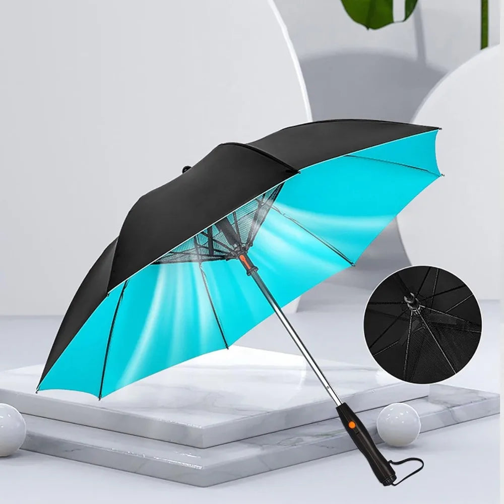 2024 Upgrade: UV Blocking Umbrella with Fan and Mist Spray - The Ultimate 3-in-1 USB Rechargeable Sun Umbrella