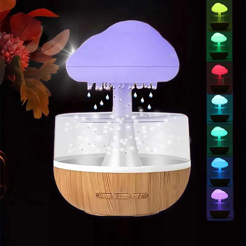 Rain Cloud Humidifier with Colorful Mushroom Cloud Raindrop Atmosphere Lamp