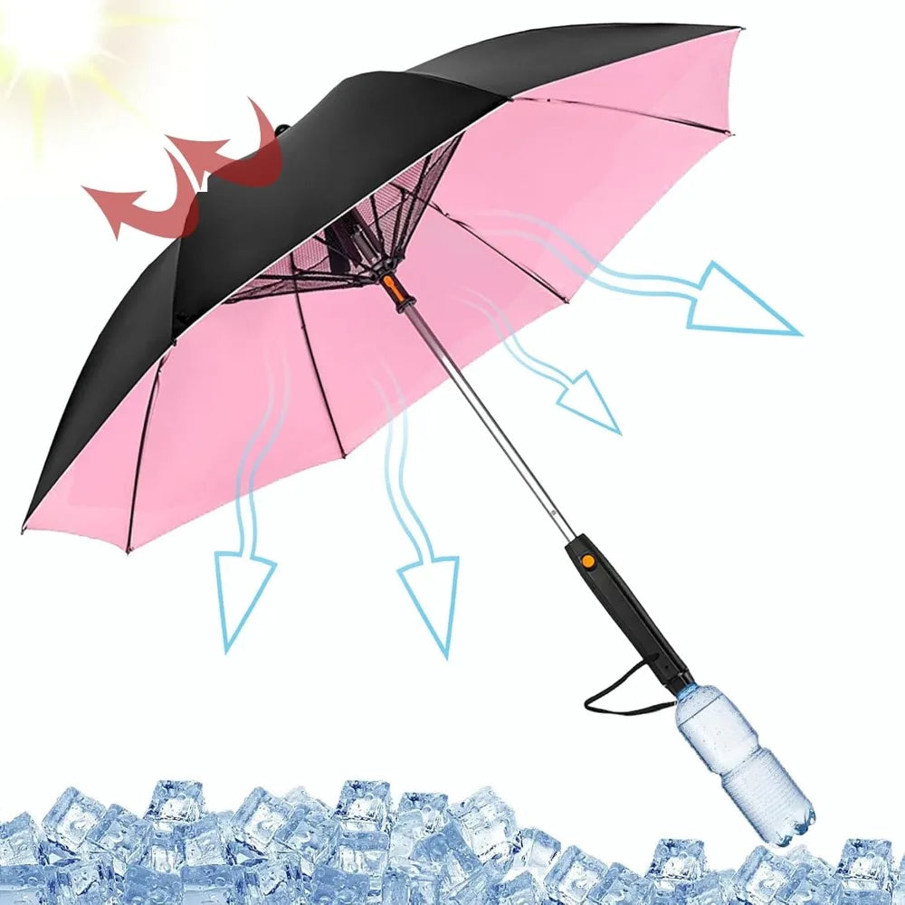 2024 Upgrade: UV Blocking Umbrella with Fan and Mist Spray - The Ultimate 3-in-1 USB Rechargeable Sun Umbrella