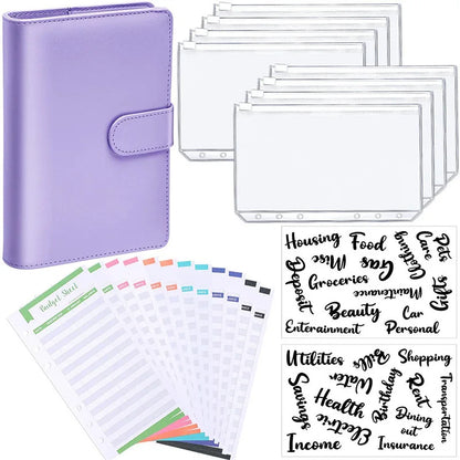 Budget Binders Planner - Ultimate 6-Hole Money Organizer with 8 Zipper Envelopes & Stickers