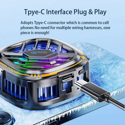 Magnetic RGB Phone Cooler: Portable Lightweight Radiator with Temperature Display for Magsafe Mobile Gaming on iPhone