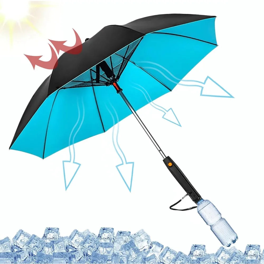 2024 Upgrade: UV Blocking Umbrella with Fan and Mist Spray - The Ultimate 3-in-1 USB Rechargeable Sun Umbrella