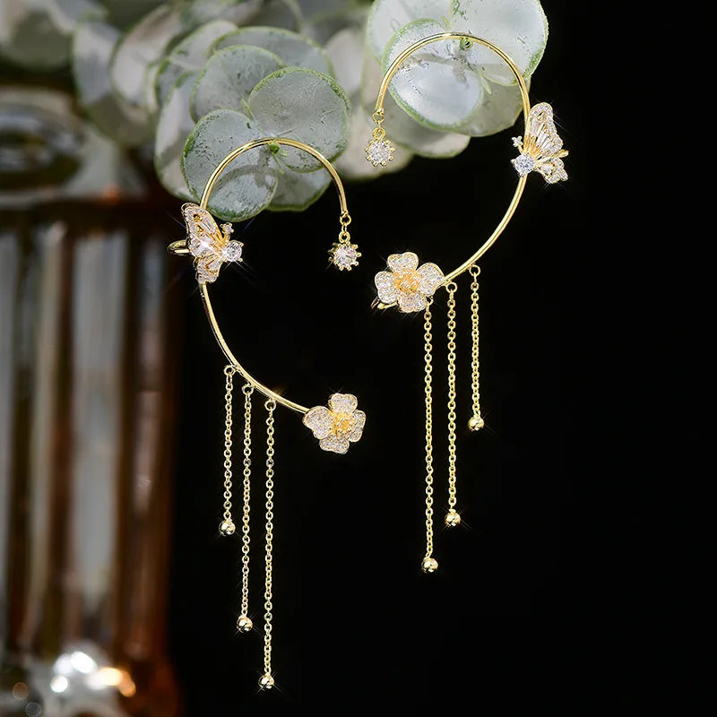 Elegant Butterfly Tassel Style Zircon Earrings - Sparkling Beauty for Every Occasion