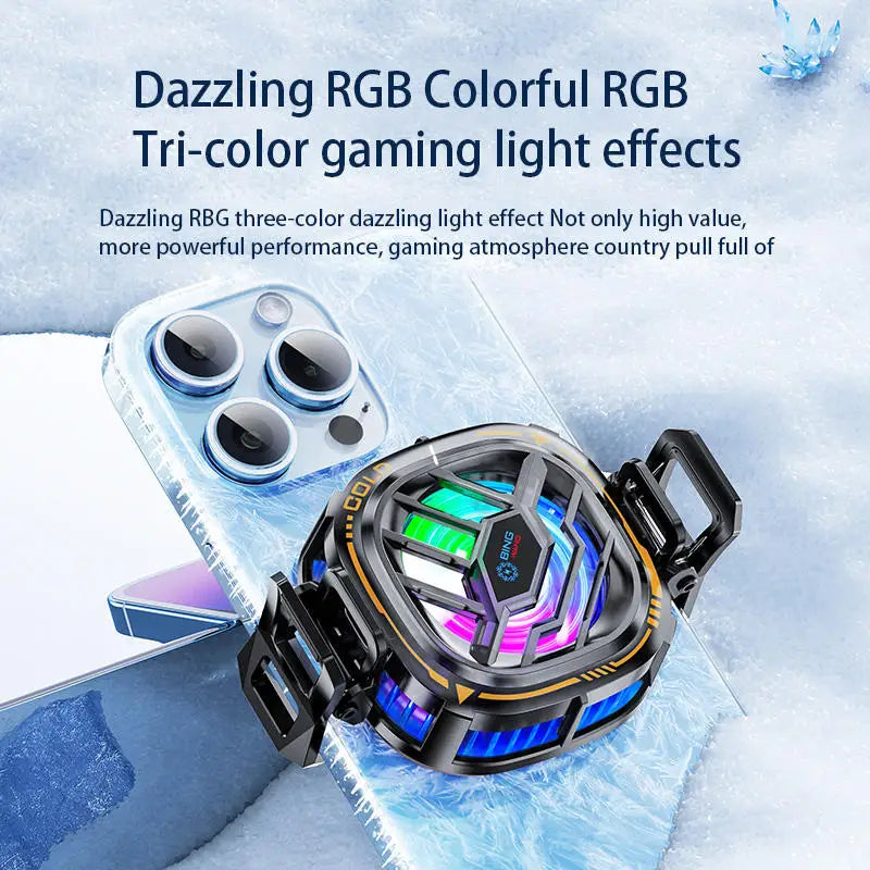 Magnetic RGB Phone Cooler: Portable Lightweight Radiator with Temperature Display for Magsafe Mobile Gaming on iPhone