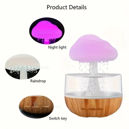 Rain Cloud Humidifier with Colorful Mushroom Cloud Raindrop Atmosphere Lamp