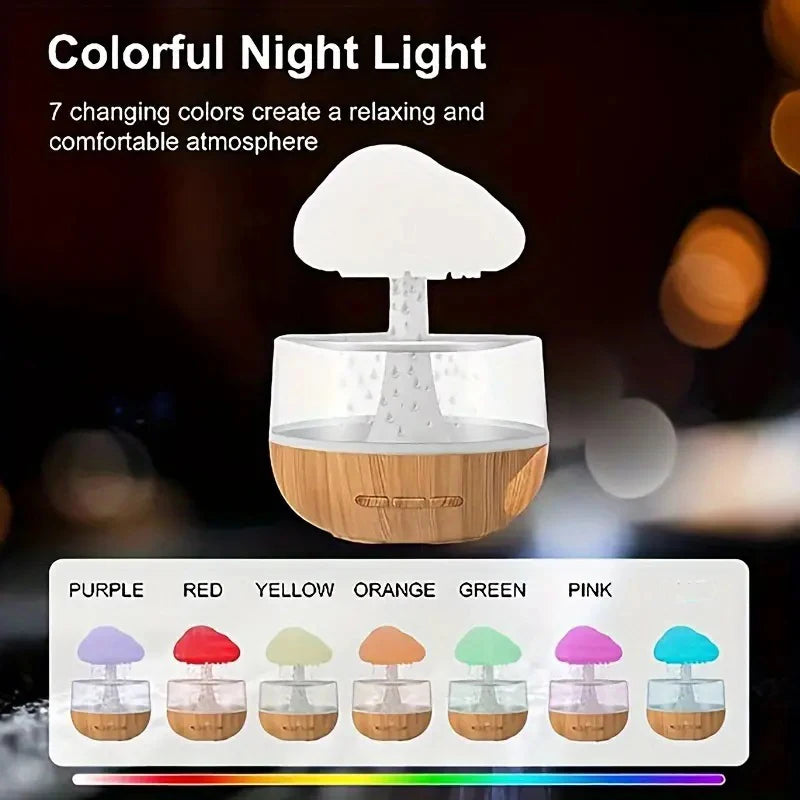 Rain Cloud Humidifier with Colorful Mushroom Cloud Raindrop Atmosphere Lamp