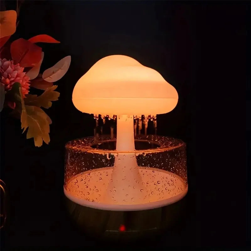 Rain Cloud Humidifier with Colorful Mushroom Cloud Raindrop Atmosphere Lamp