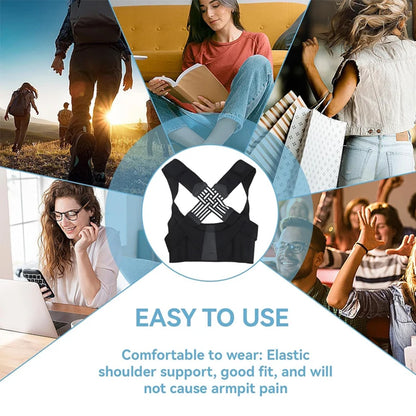 Ultimate Back Posture Corrector Brace for Women and Men - Breathable, Elastic & Adjustable Shoulder Support