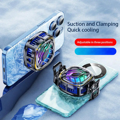 Magnetic RGB Phone Cooler: Portable Lightweight Radiator with Temperature Display for Magsafe Mobile Gaming on iPhone