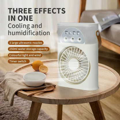 3-in-1 Portable Air Cooler: USB Fan, Humidifier & LED Night Light 🌬️💧🌈"