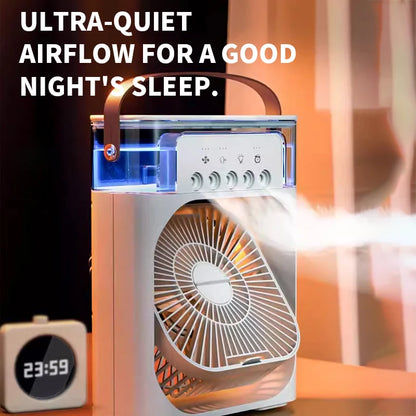 3-in-1 Portable Air Cooler: USB Fan, Humidifier & LED Night Light 🌬️💧🌈"