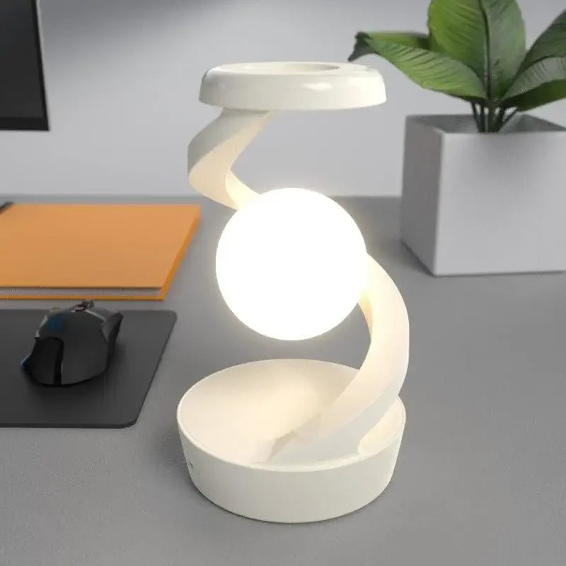 Rotating Moon Desk Lamp with Wireless Phone Charging