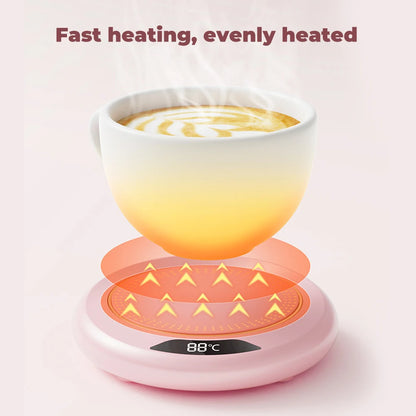 USB Heating Coaster with 3-Gear Adjustable Touch Control – White