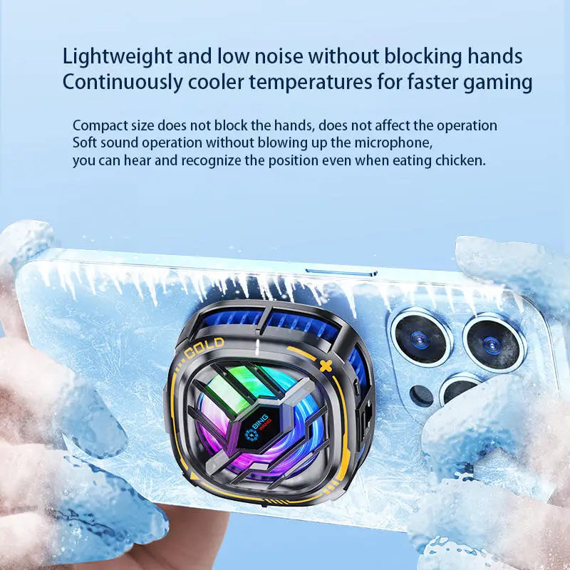 Magnetic RGB Phone Cooler: Portable Lightweight Radiator with Temperature Display for Magsafe Mobile Gaming on iPhone