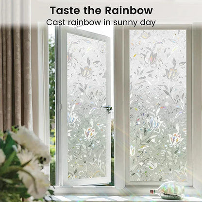 Floral Elegance Window Privacy Film - Sun Blocking, Static Cling, and Decorative Beauty