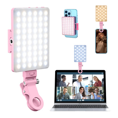 Bi-Color Selfie & Video Light with Clip – Rechargeable 2000mAh for Phones, Laptops & Vlogging