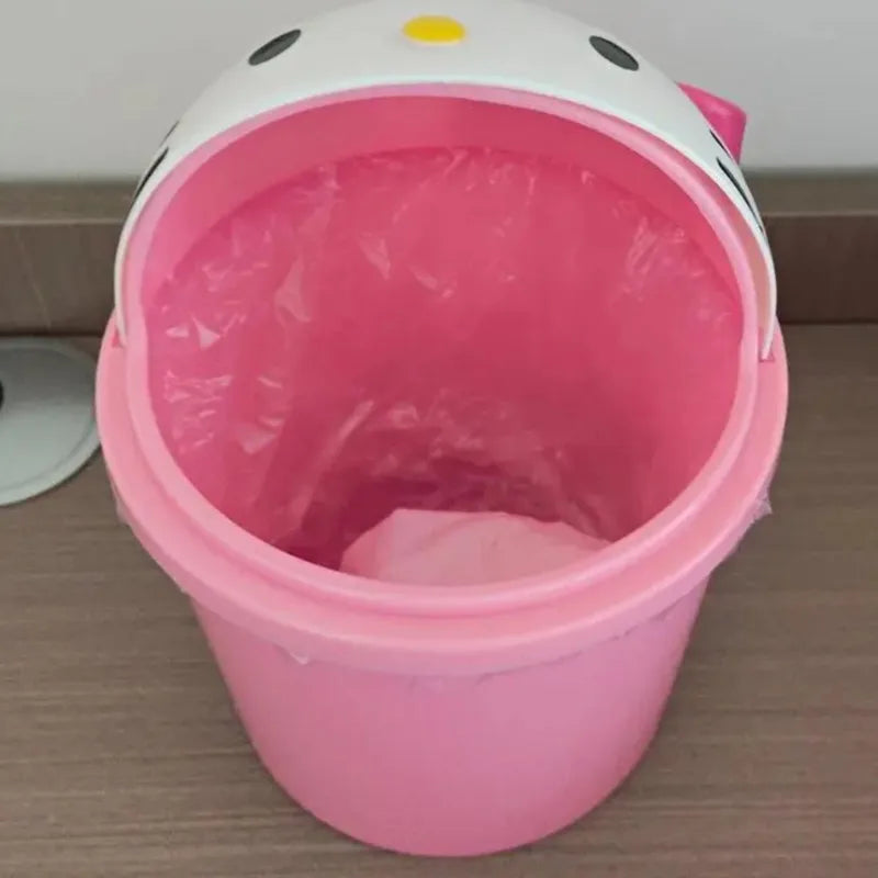 Sanrio Hello Kitty Cute Cartoon Desktop Wastebasket Home Trash Bin Garbage Car Trash Living Room Kitchen Bathroom Paper Basket