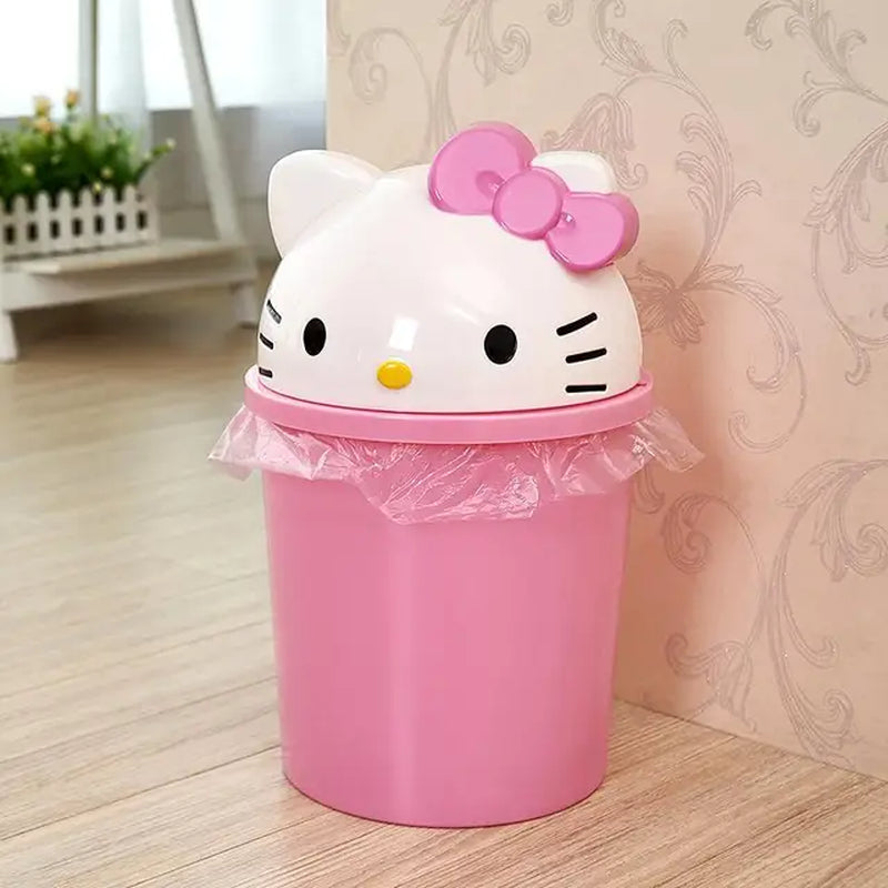 Sanrio Hello Kitty Cute Cartoon Desktop Wastebasket Home Trash Bin Garbage Car Trash Living Room Kitchen Bathroom Paper Basket