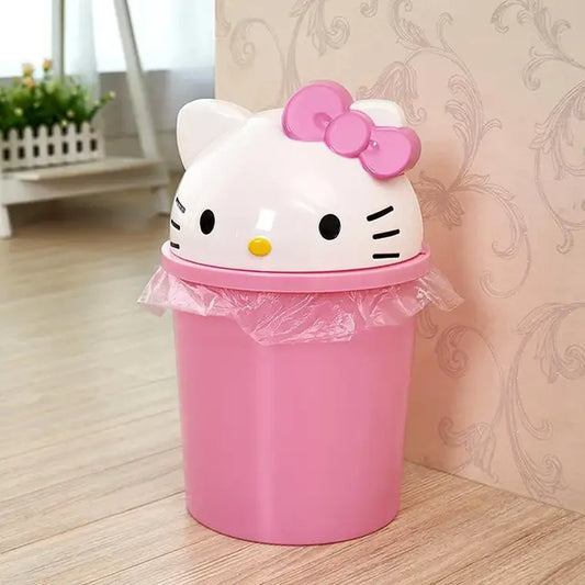 Sanrio Hello Kitty Cute Cartoon Desktop Wastebasket Home Trash Bin Garbage Car Trash Living Room Kitchen Bathroom Paper Basket